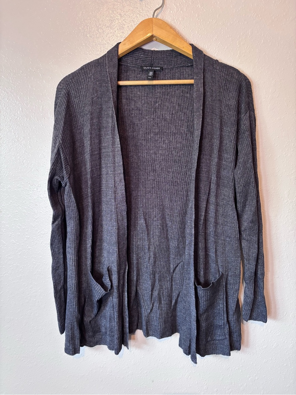 Eileen fisher organic linen high collar cardigan